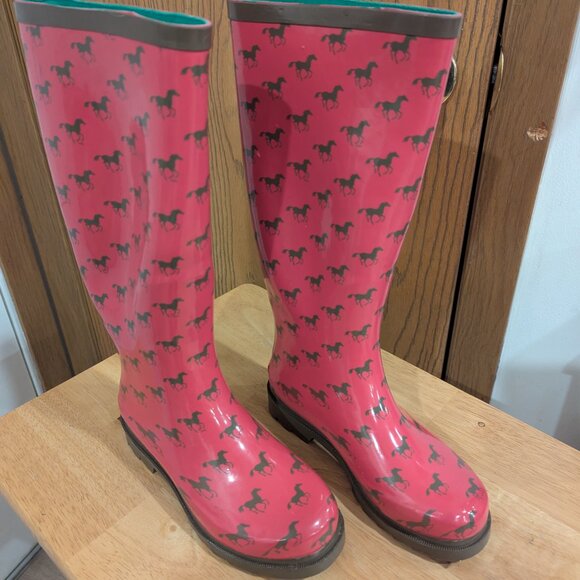 Smokey Mountain Rubber Muck Rain Boots -Pink Horse- Women's Size 5 - Picture 2 of 6